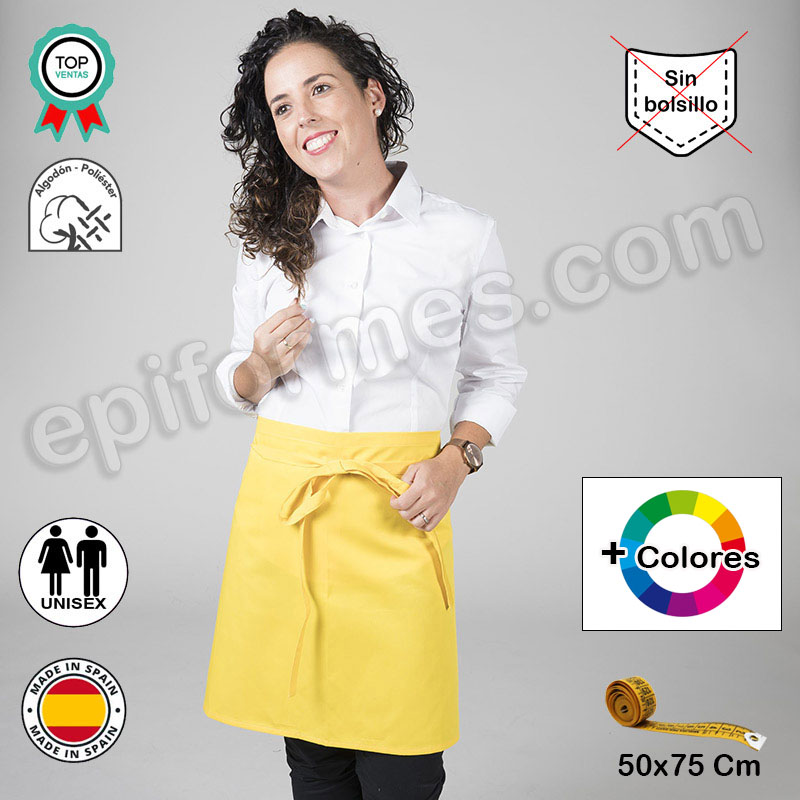 Delantal Medio sin bolsillo,10 colores