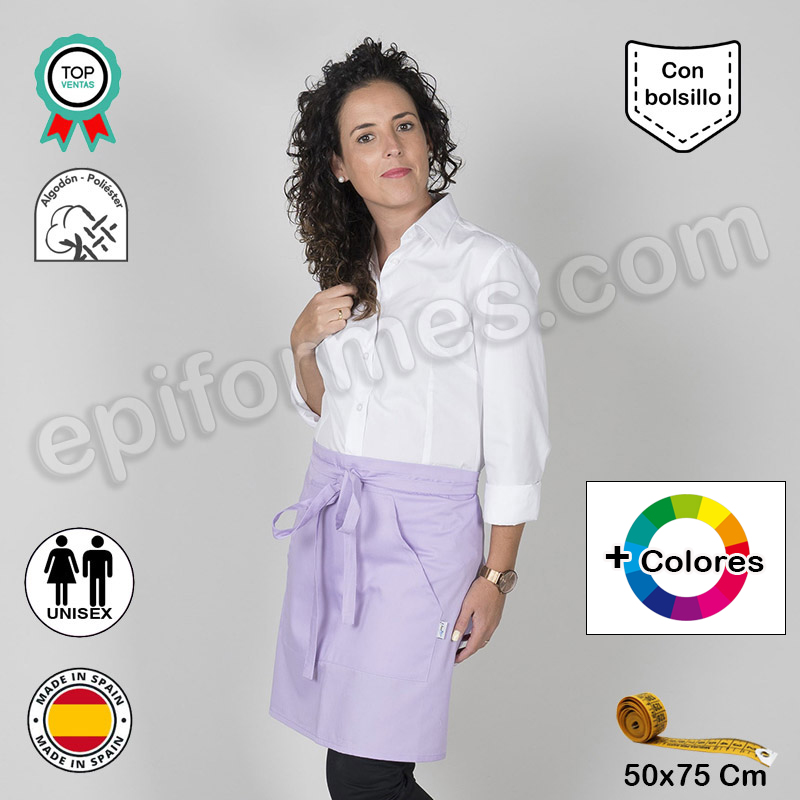 Delantal medio con bolsillo 24 colores