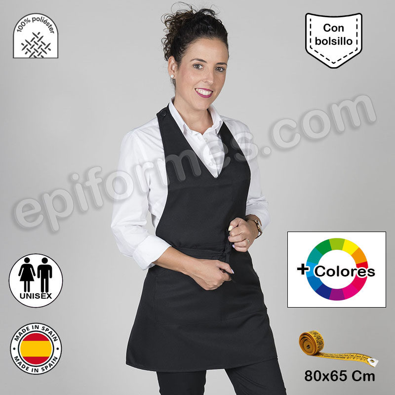 Delantal hostelería Bistro, 17 colores Poliéster