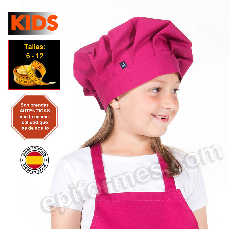 Gorro de cocina infantil, frambuesa