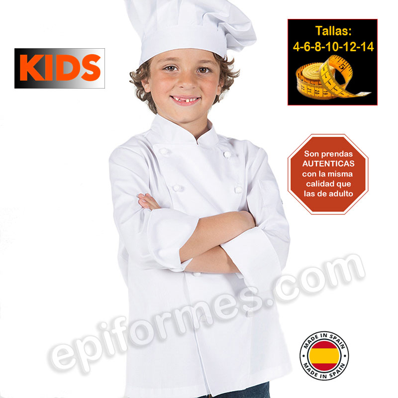 Chaqueta infantil cocinero blanca
