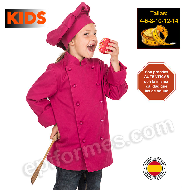 Chaqueta infantil cocinero frambuesa