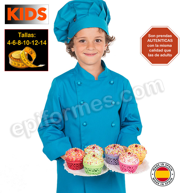 Chaqueta de cocina infantil, turquesa