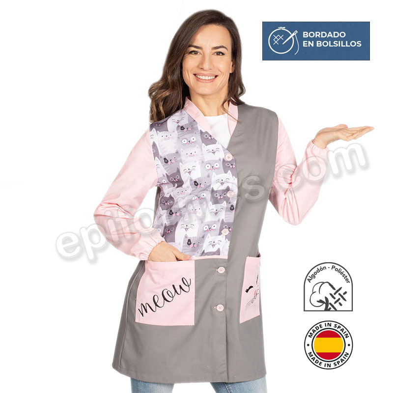 Bata maestra  tejana elástica gatos