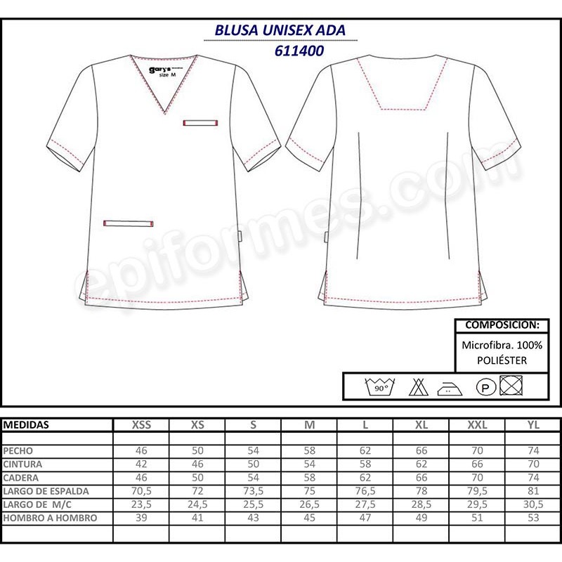 Casaca sanidad, microfibra, guantes