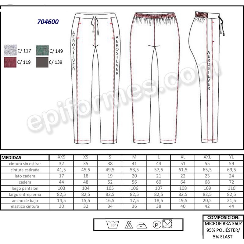 Pantalón sanidad  elástico unisex