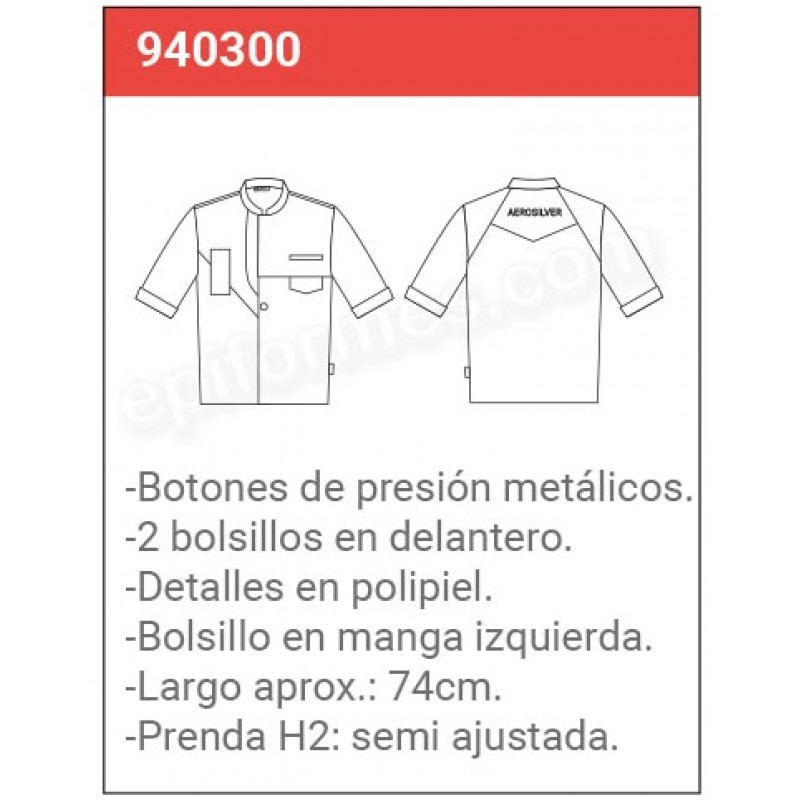 Chaqueta cocinero detalles en polipiel