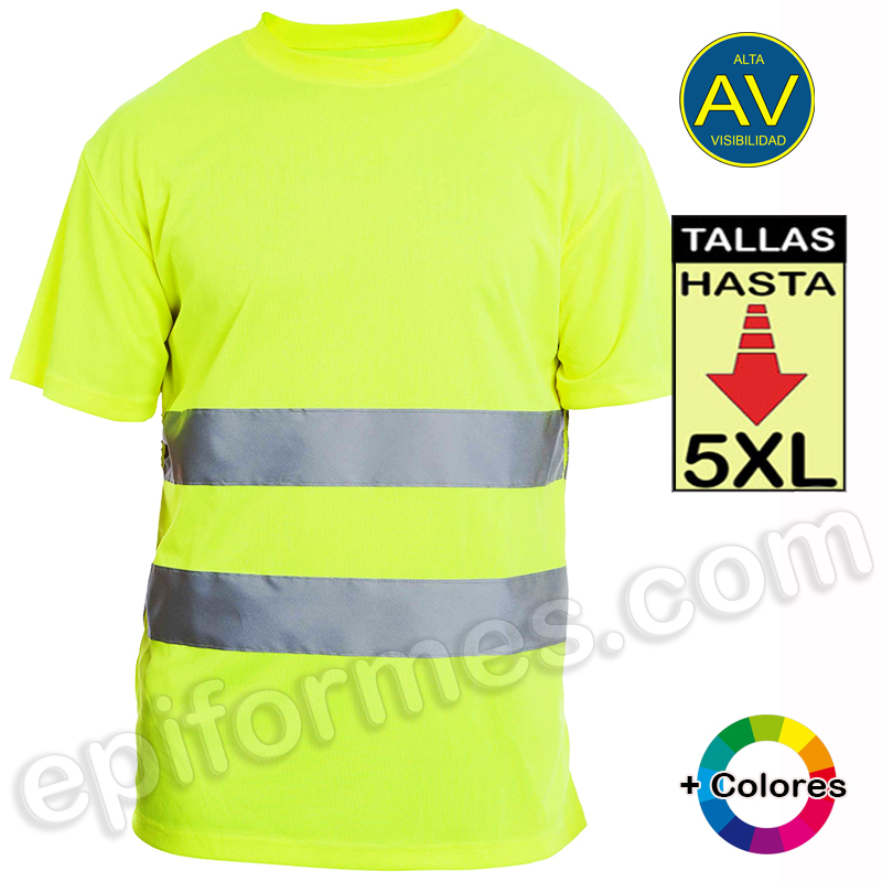 Camiseta alta visibilidad, amarillo o naranja