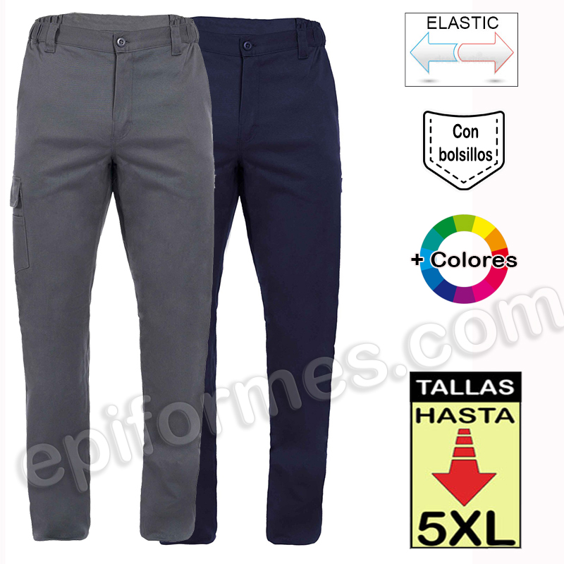 Pantalón elástico, multibolsillo