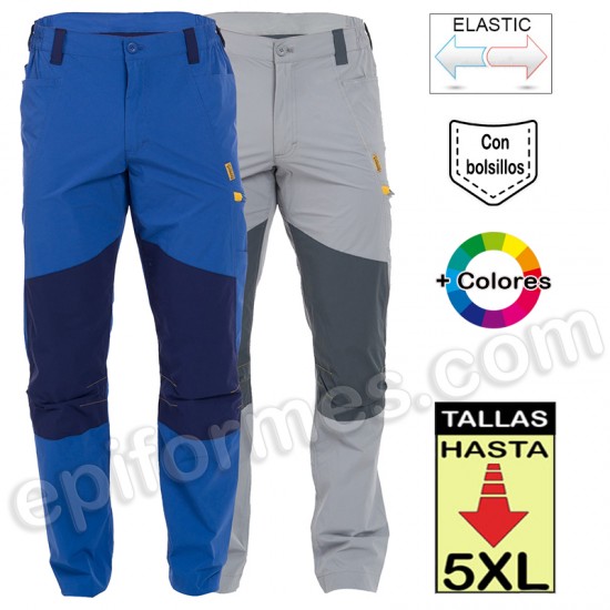 Pantalón elástico, multibolsillo bicolor