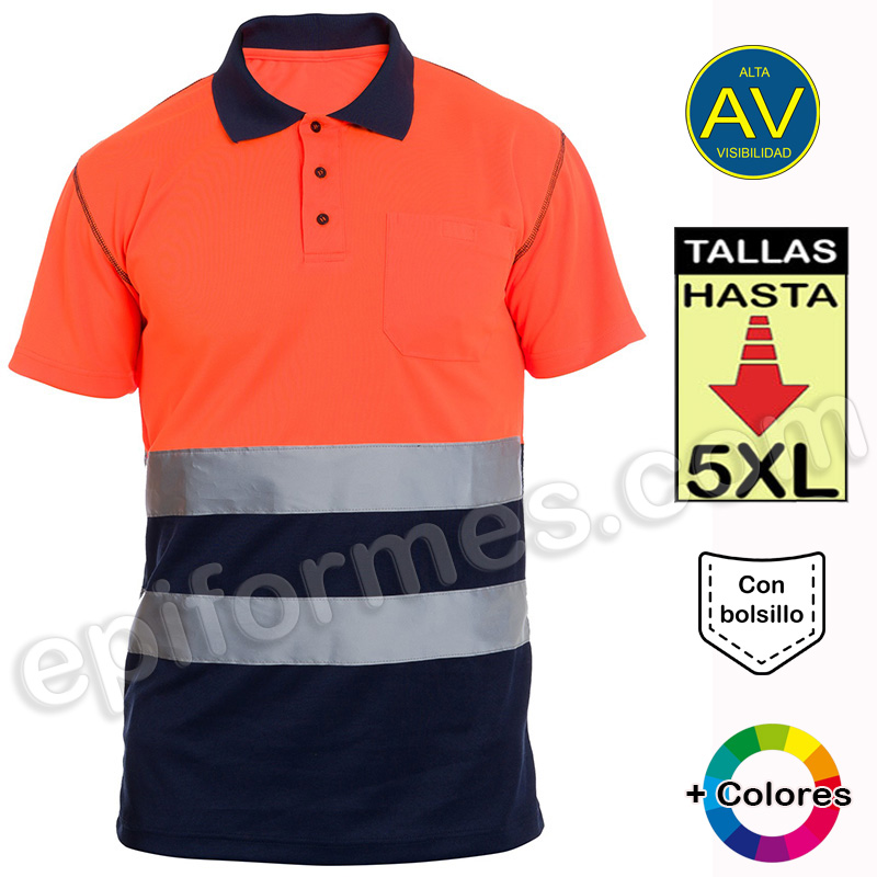 Polo alta visibilidad, en 2 combinaciones