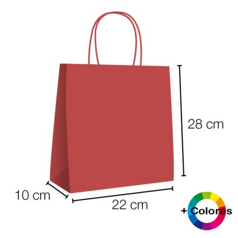 250 Bolsas de papel Kraft en 10 colores.
