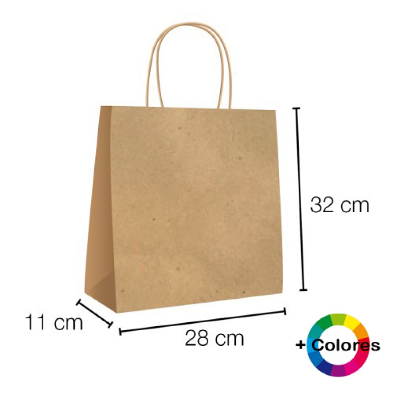 250 Bolsas de papel Kraft en 10 colores.