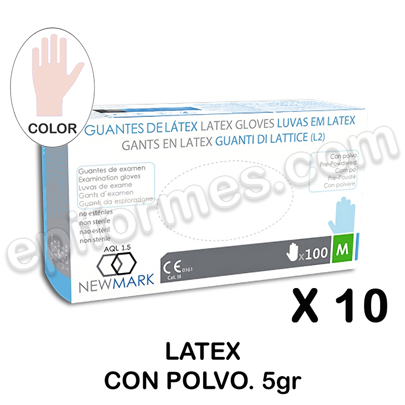 500 Guantes de Látex c/polvo, 5gr, AQL 1.5