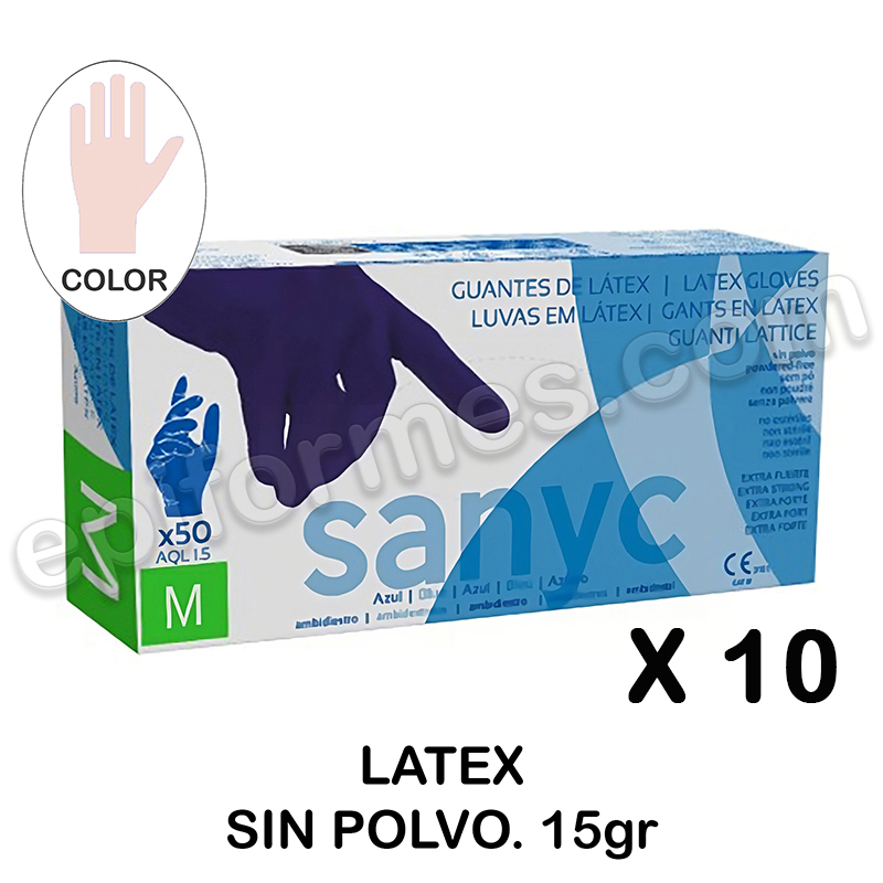 500 Guantes de Látex con polvo 28 cm largo