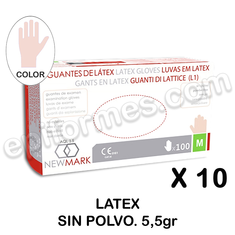 500 Guantes de Látex s/ polvo, 5,5gr, AQL 1.5