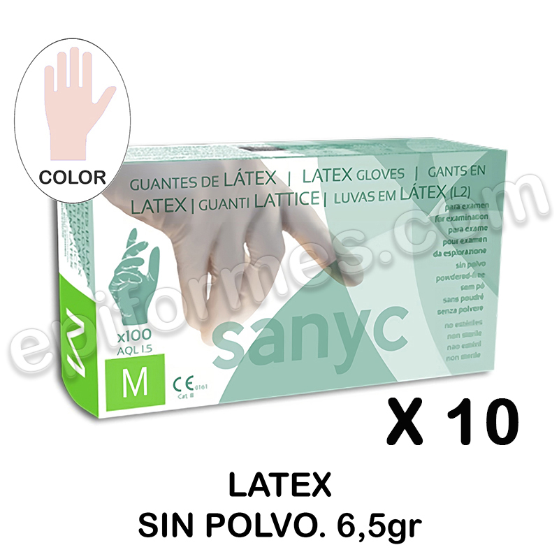 500 Guantes de Látex sin polvo, Extra Fuerte, 6,5gr