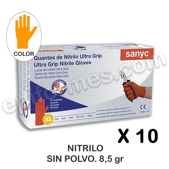 500 Guantes de Nitrilo Ultra Grip, 8,5gr, AQL 1.5