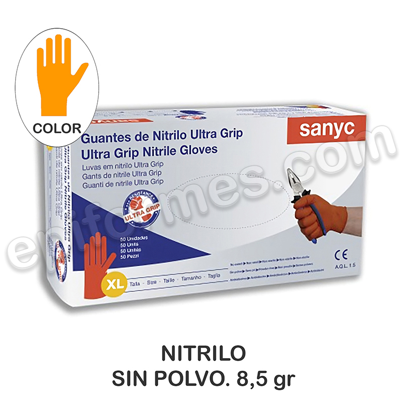 250 Guantes de Nitrilo Ultra Grip, 8,5gr, AQL 1.5