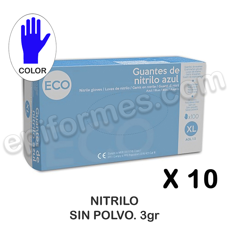 500 Guantes de nitrilo, 3gr en azul