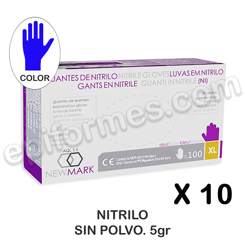 500 Guantes de Nitrilo Newmark s/polvo, 5 gr, AQL ...