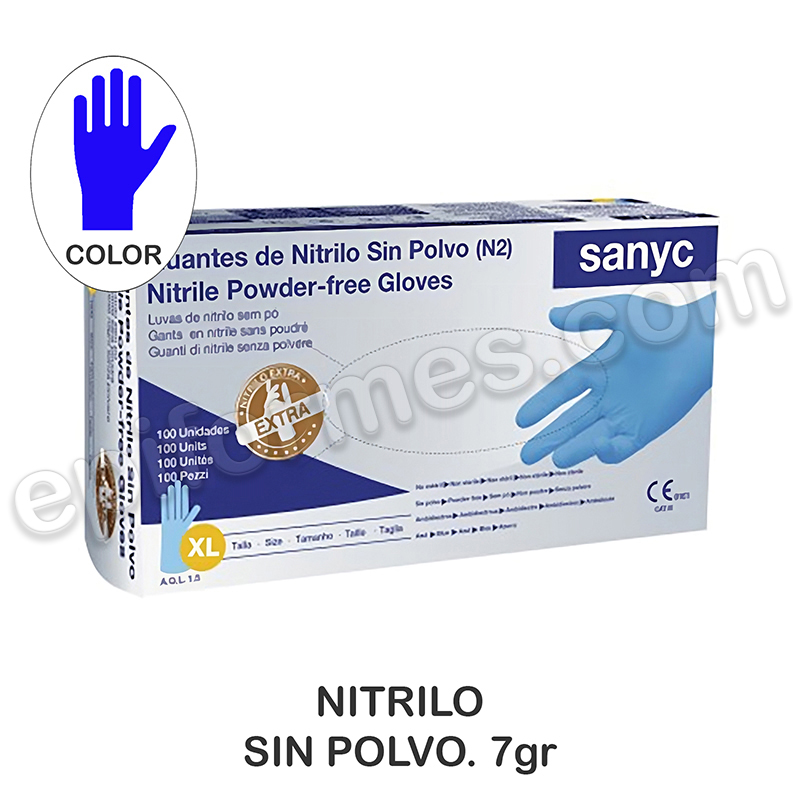 500 Guantes de Nitrilo Extra Fuertes, s/polvo, 7 g...