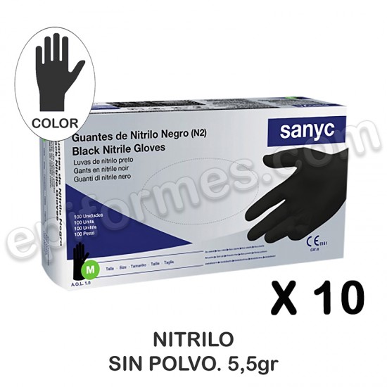 100 Guantes de Nitrilo s/polvo, 5,5gr, AQL 1.5