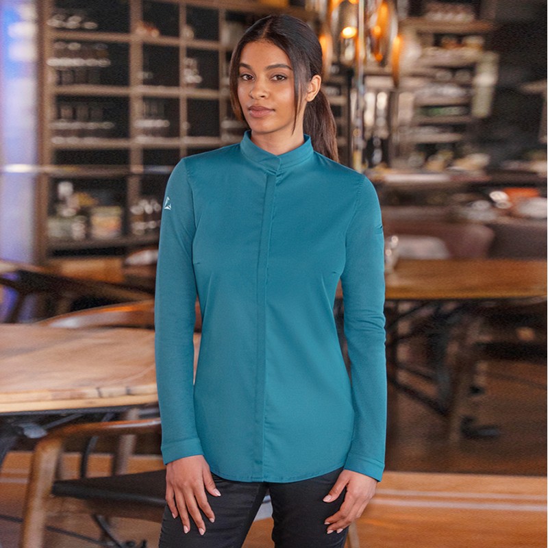 Chaqueta, chef mujer, diamond azul petróleo