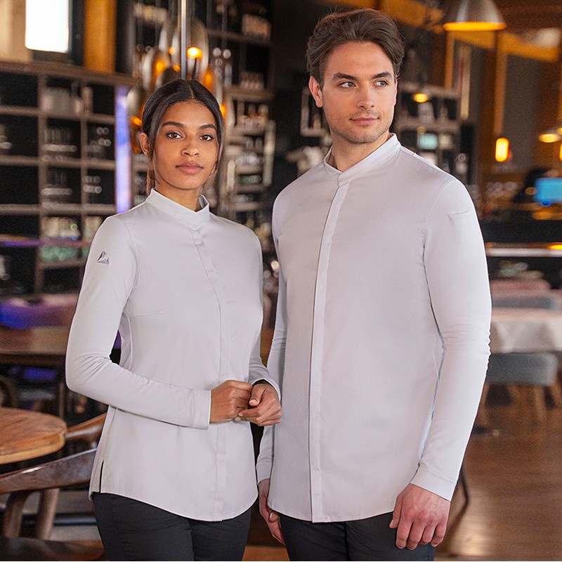 Chaqueta chef mujer, diamond Gris plateado