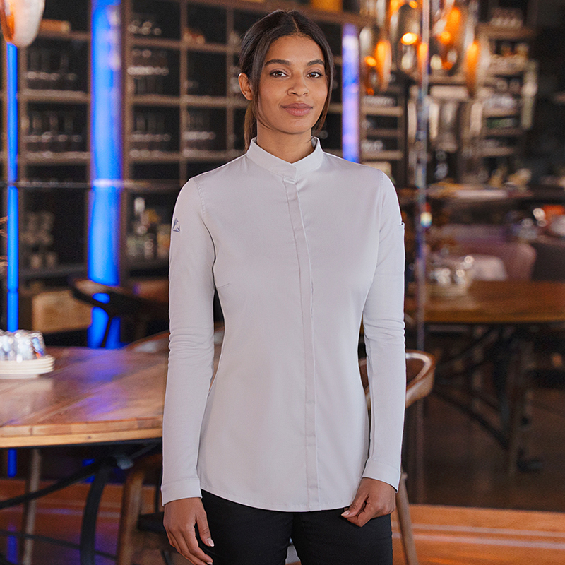 Chaqueta chef mujer, diamond Gris plateado