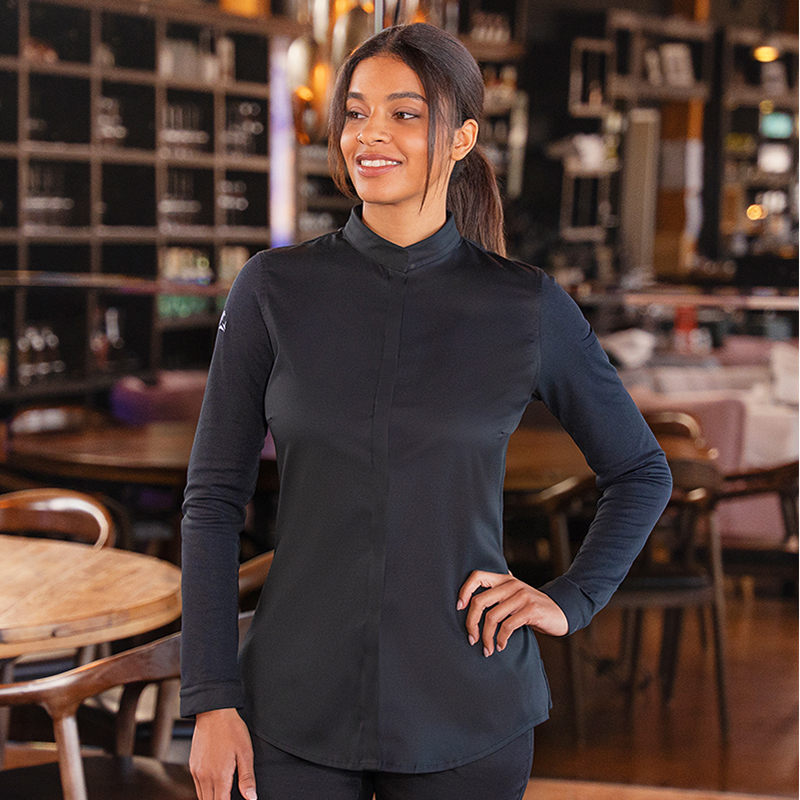 Chaqueta, chef mujer, diamond negra