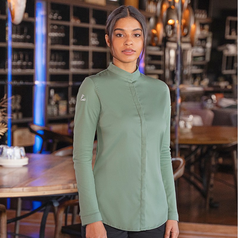 Chaqueta chef mujer, diamond Verde pastel