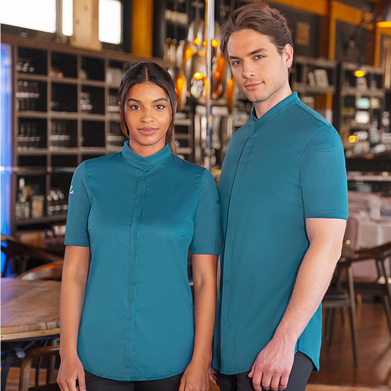 Chaqueta de cocinera diamond Azul petróleo