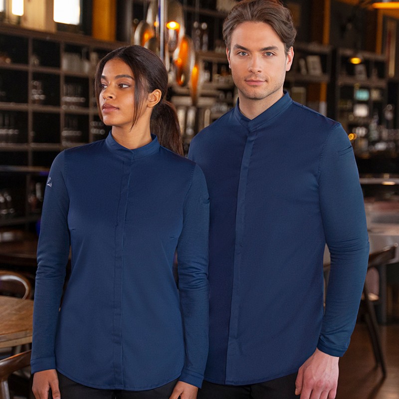 Chaqueta chef diamond manga larga azul acero