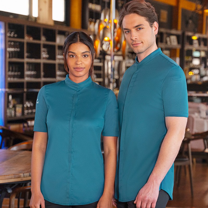 Chaqueta de chef diamond azul petroleo