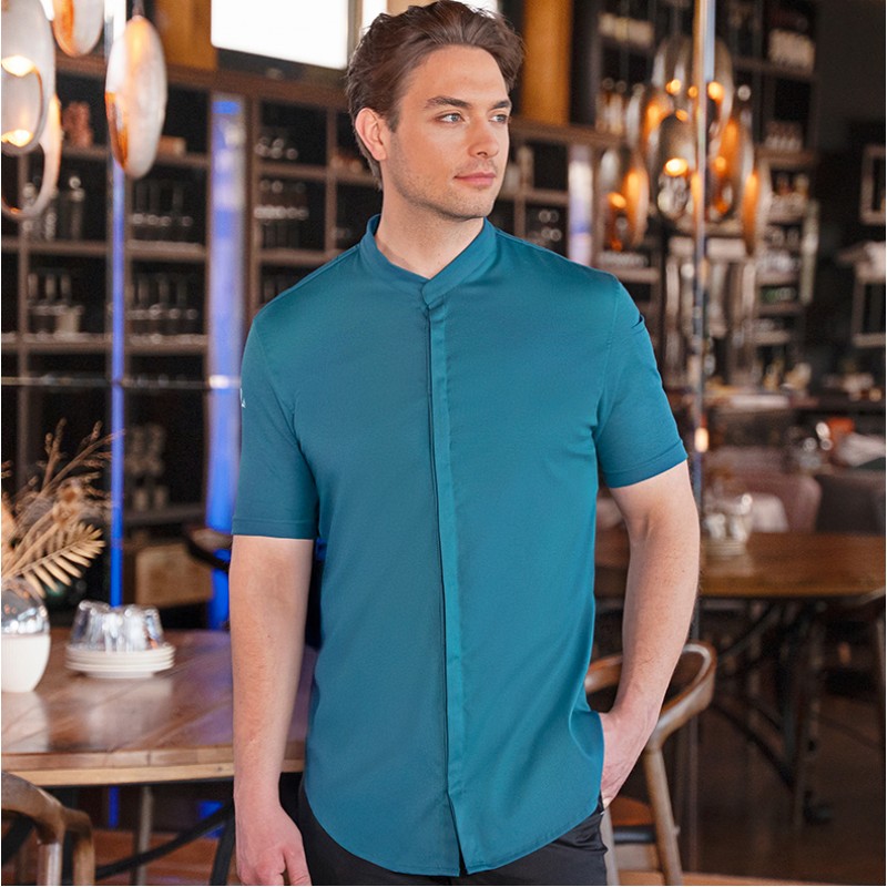 Chaqueta de chef diamond azul petroleo