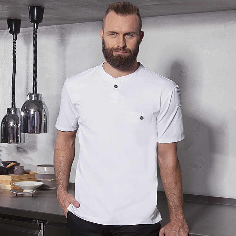 Moderna camiseta de cocinero blanca