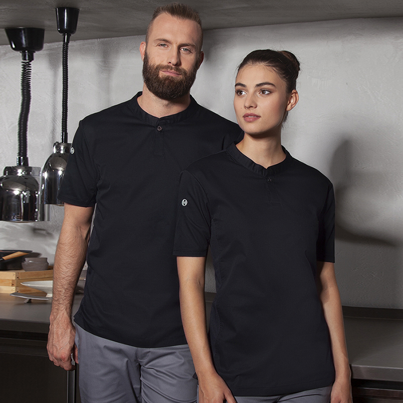 Moderna camiseta de cocinero negra