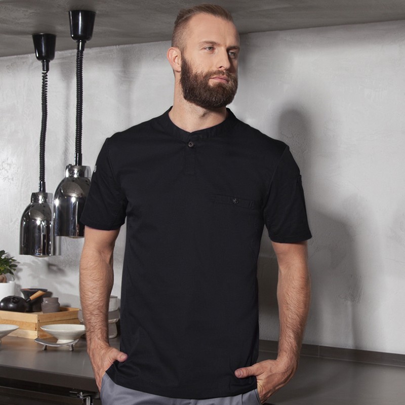 Moderna camiseta de cocinero negra