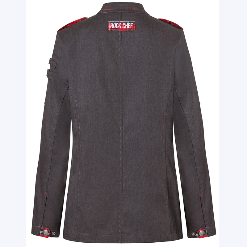 Chaqueta de cocinera rock chef negra manga larga