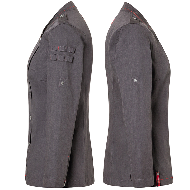Chaqueta de cocinera rock chef negra manga larga
