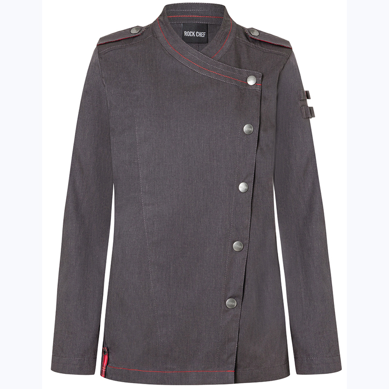 Chaqueta de cocinera rock chef negra manga larga
