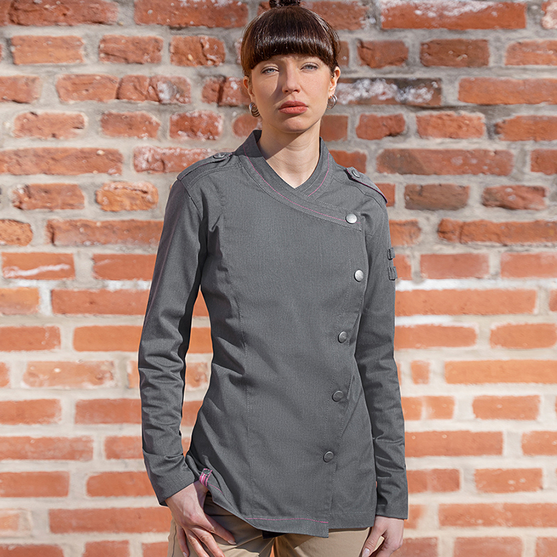 Chaqueta de cocinera rock chef negra manga larga