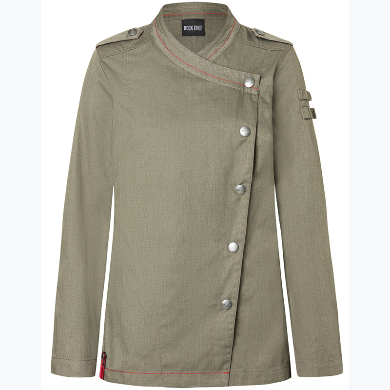 Chaqueta de cocinera rock chef verde manga larga