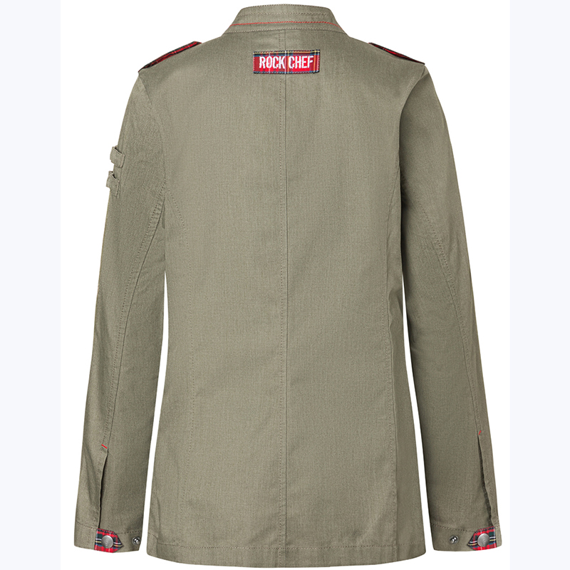 Chaqueta de cocinera rock chef verde manga larga