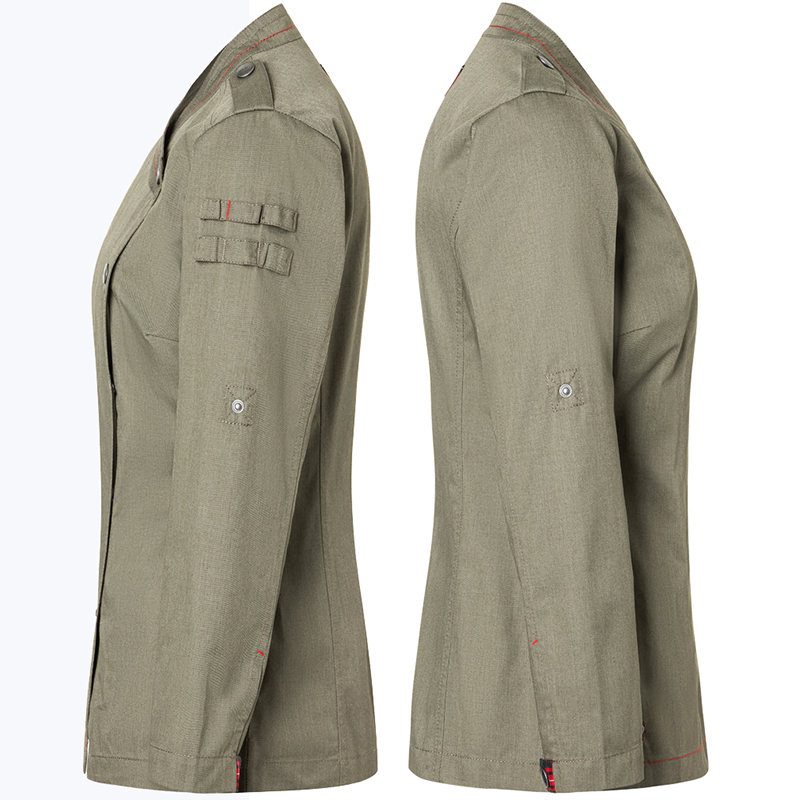 Chaqueta de cocinera rock chef verde manga larga