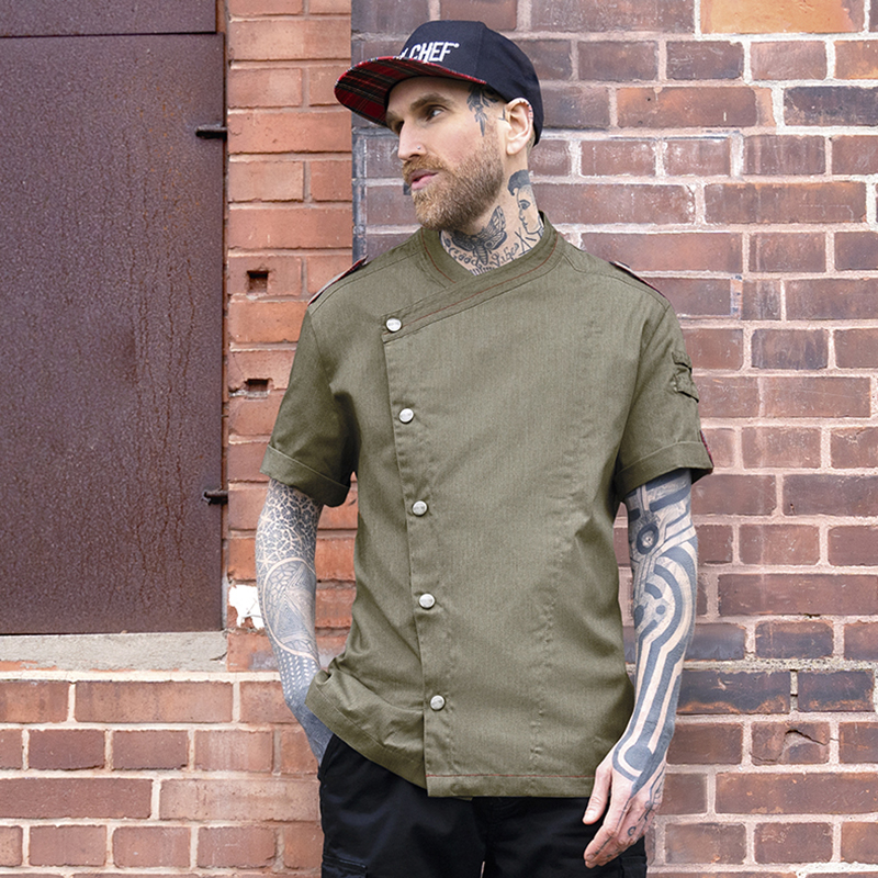 Chaqueta de chef rock verde vintage