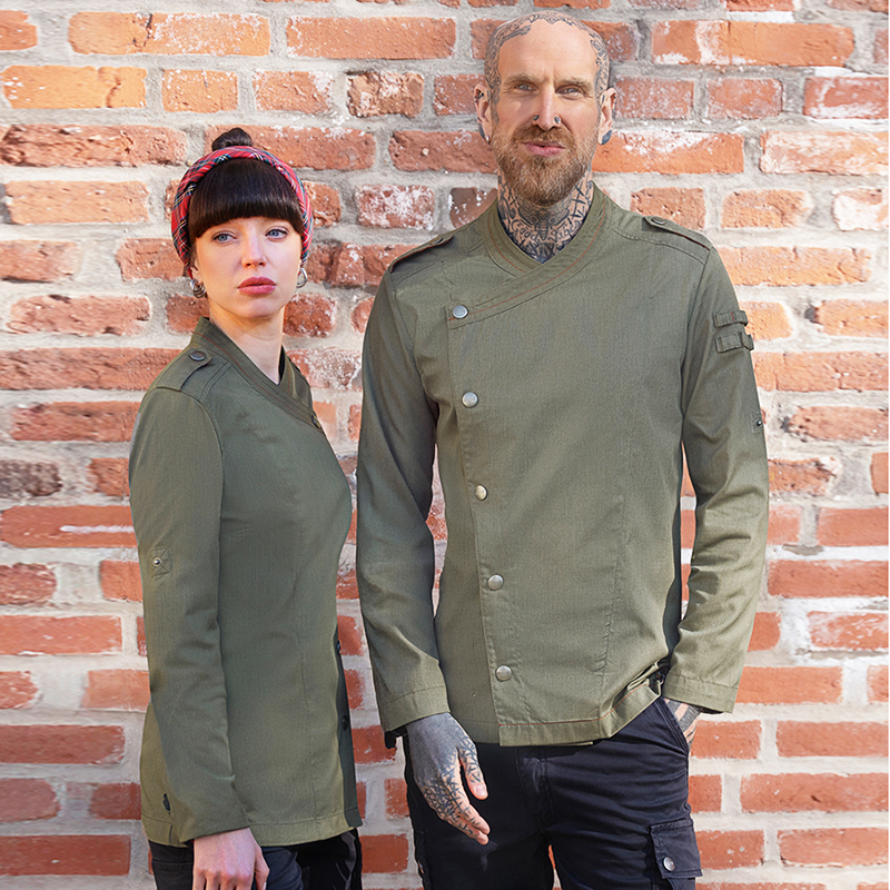 Chaqueta de Rock chef manga larga verde vintage