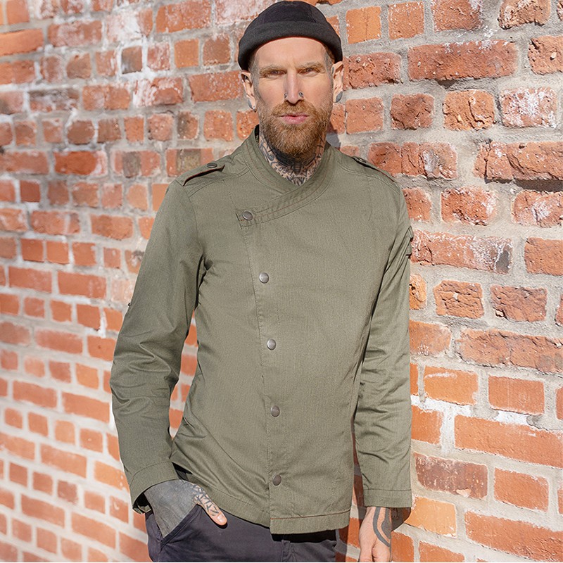 Chaqueta de Rock chef manga larga verde vintage