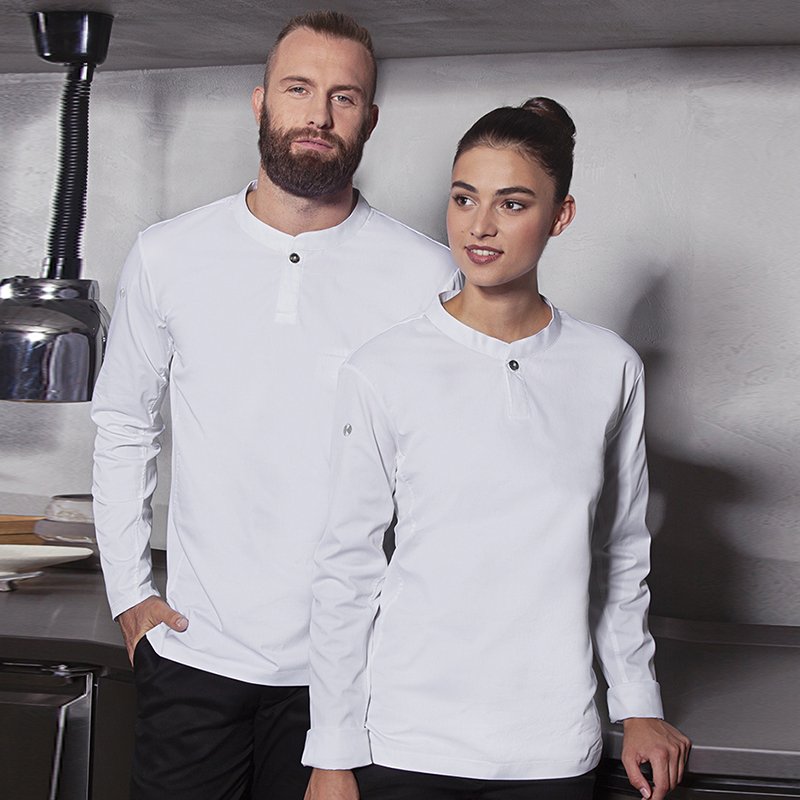 Moderna camiseta de cocinera blanco M/L